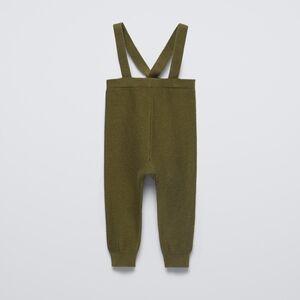 NWT Zara Khaki Green Pants With Suspenders 6-9m